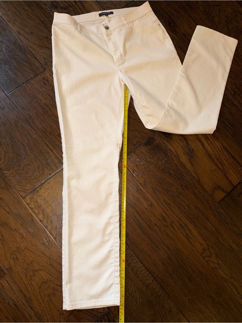 Lafayette 148 New York Women Pants Jeans Cream Straight Leg Size 8, EUC - Picture 5 of 7